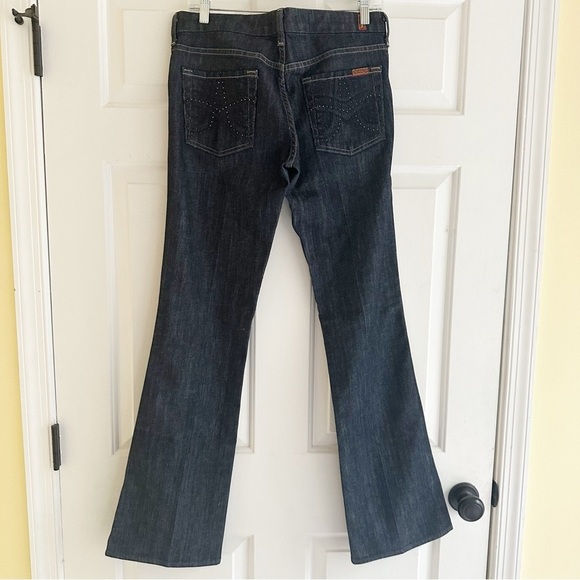 7 For All Mankind Women Jeans “A” Pocket Flare Leg Size 30 Low Rise Dark Wash - Picture 2 of 8